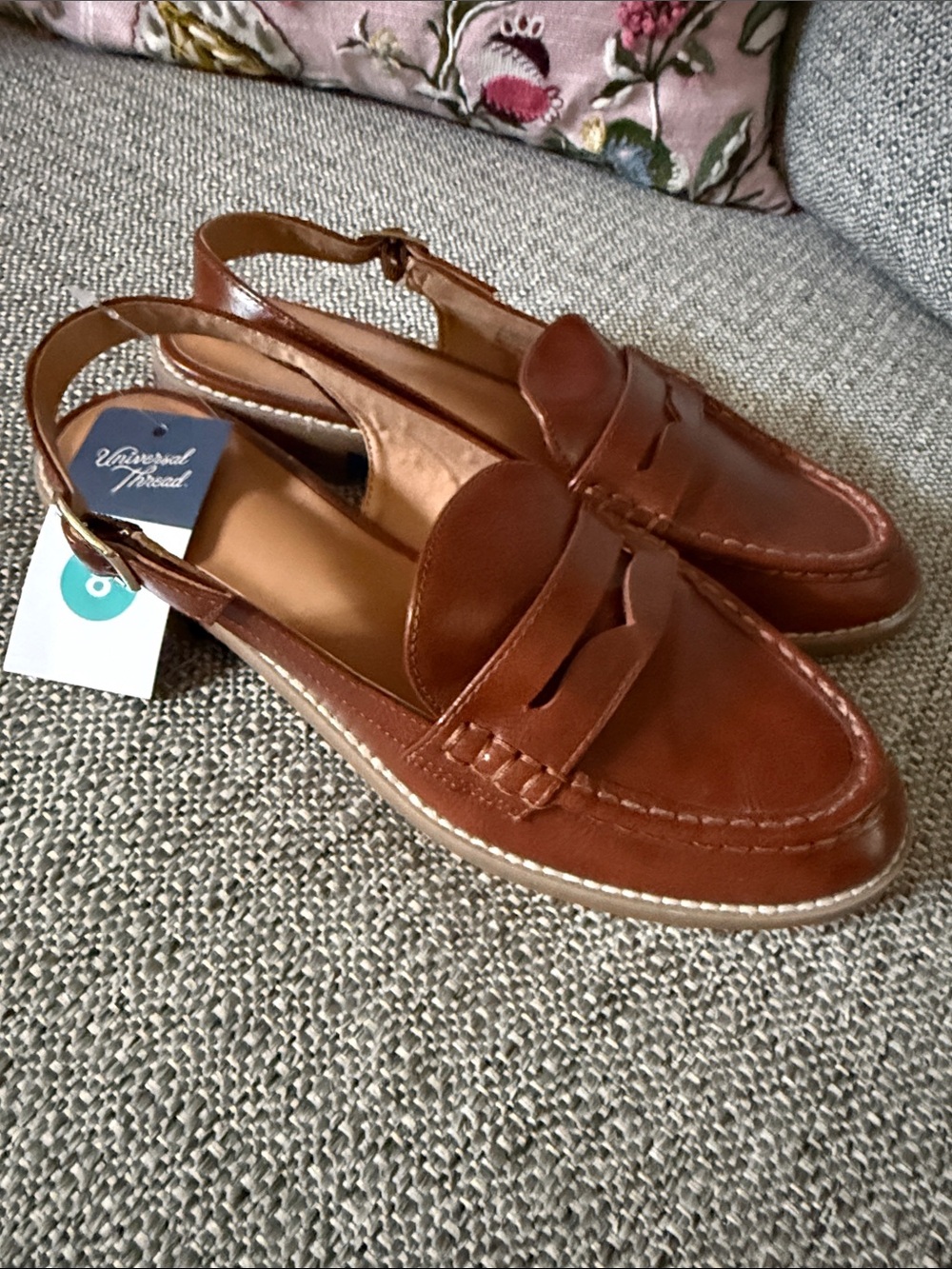 Universal Thread Cognac Leather Slingback Penny Loafers
